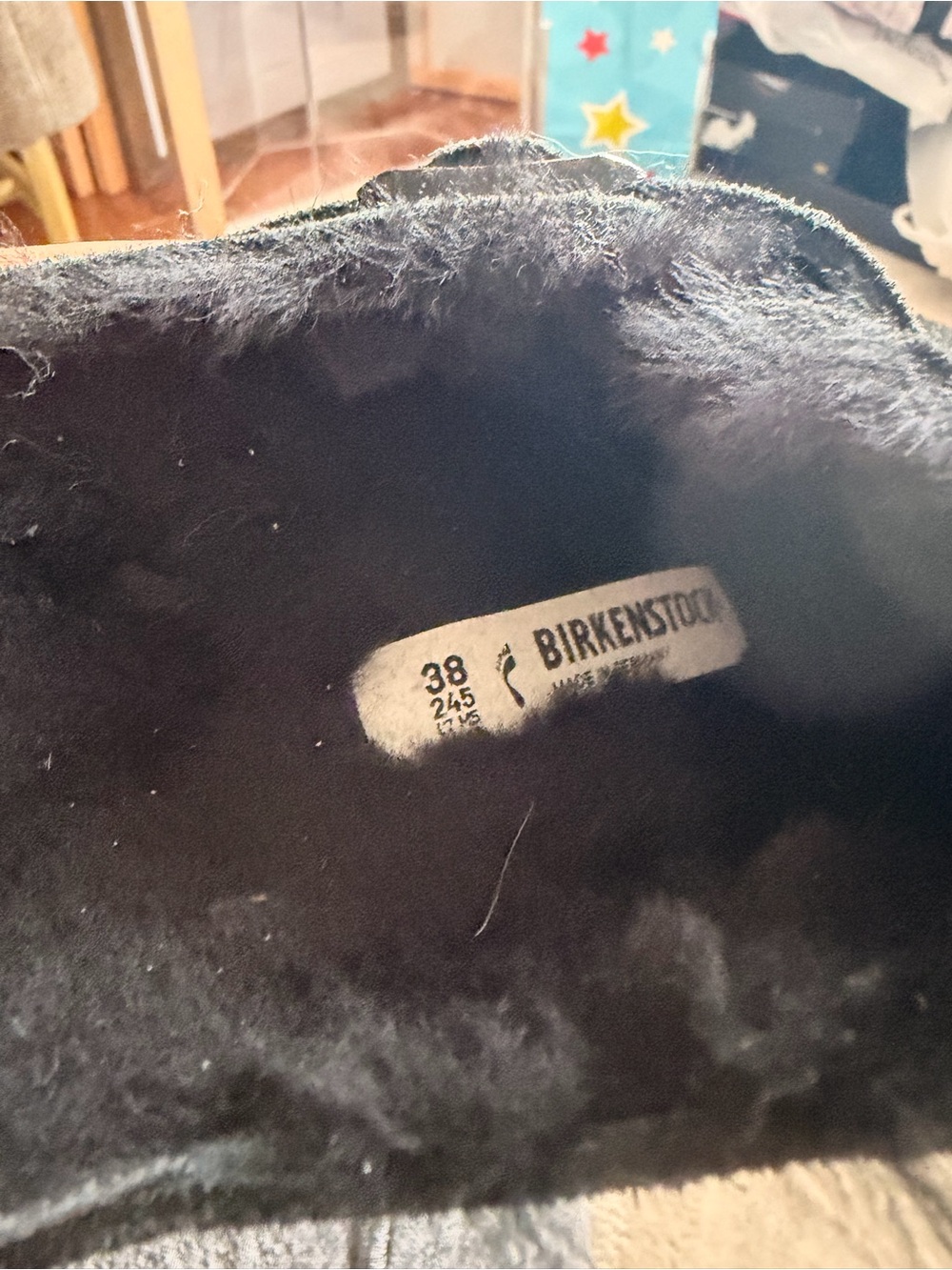 Birkenstock Boston Shearling Black Suede Clogs Size 38 US 7 - Picture 7 of 8